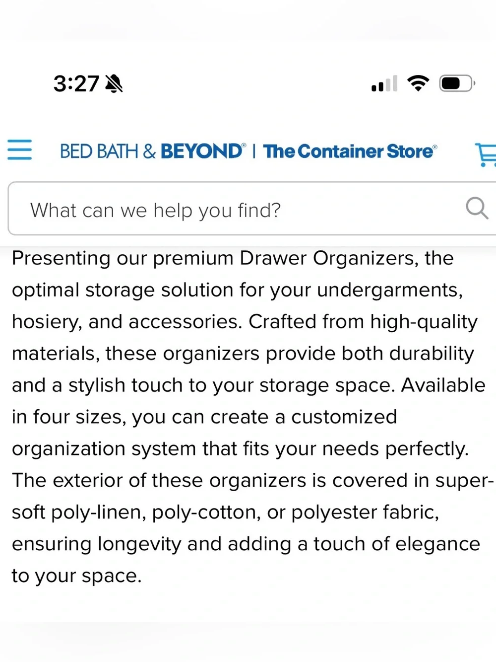 The container store Cambridge drawer organizer
